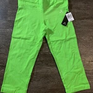 Balanced Tech‎ Neon Green Leggings Cropped Small 90s Cotton Spandex NWT
